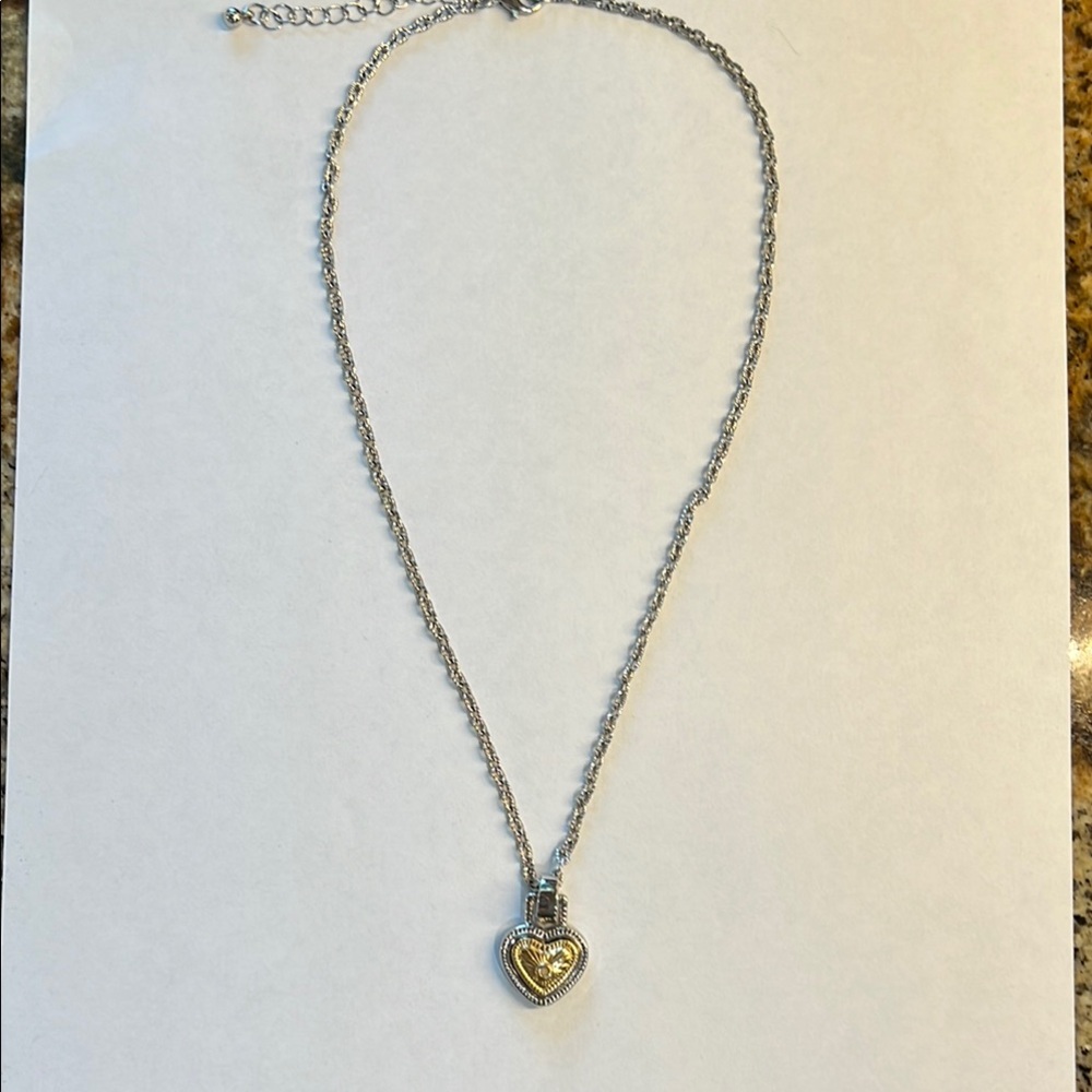 NWOT Diamonds International Silver and Gold Heart Pendant - Picture 2 of 4